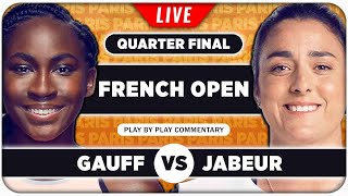 GAUFF vs JABEUR • French Open 2024 QF • LIVE Tennis Watchalong Stream [upl. by Muhcan]