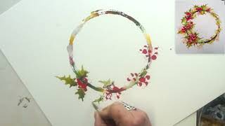 How to Paint a Loose and Easy Watercolour Winter Garland [upl. by Anamuj]