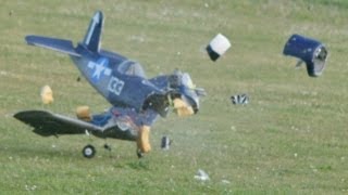 RC PLANE CRASH  CM PRO 90 F4U CORSAIR AILERONS REVERSED  SUPER TIGRE 2000  MARK AT HDMFC  2011 [upl. by Guntar605]