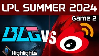 BLG vs WBG Highlights Game 2 LPL Summer 2024 Bilibili Gaming vs Weibo Gaming by Onivia [upl. by Asirehc]