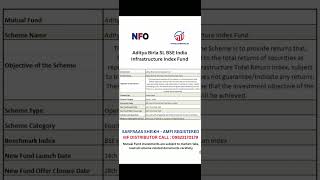 Aditya Birla SL BSE India Infrastructure Index Fund NFO [upl. by Gothard741]