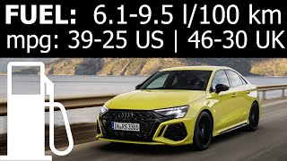 Audi RS3 Sedan fuel consumption economy city highway autobahn motorway mpg l100 km Audi RS 3 8Y [upl. by Eneleoj]