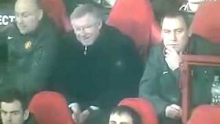 alex ferguson laughing at berbatov  Man U vs Marseille 031511 [upl. by Rolland]