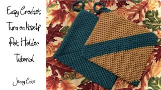 Easy Crochet Turn on Itself Pot Holder Tutorial Loop amp Join [upl. by Gustin]