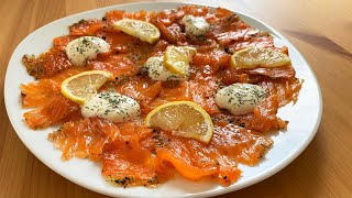 Gravlax de saumon en carpaccio et sa sauce au citron [upl. by Goraud736]