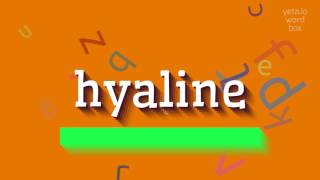 HOW TO SAY HYALINE hyaline [upl. by Tichonn]