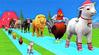 Paint amp Animals CowGorillaElephantGiraffeTigerLion Fountain Crossing Transformation Cartoon [upl. by Ibib]