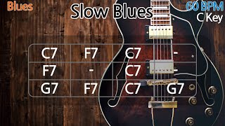 Slow Blues in C Backing Track 60 Bpm [upl. by Idnal]