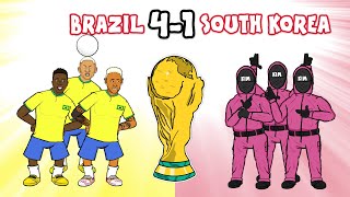 BRAZIL vs SOUTH KOREA 41 World Cup 2022 Cartoon Goals Highlights Richarlison Neymar Paqueta [upl. by Andres]