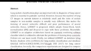 LDNNET Towards Robust Classification of Lung Nodule and Cancer Using Lung Dense Neural Network [upl. by Wharton]