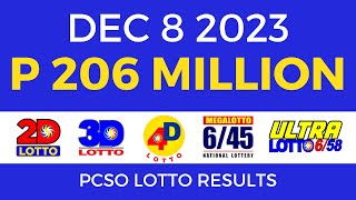 Lotto Result December 8 2023 9pm PCSO [upl. by Dorelia88]