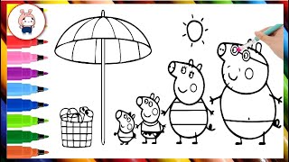 Peppa Pig Family Cookie Coloring Pages Having Fun at the SeaColoring Tips for Toddlers amp Kids [upl. by Ydollem433]