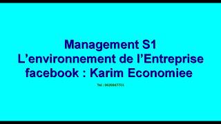 Management S1 quot L’environnement de l’Entreprise quot [upl. by Freiman]