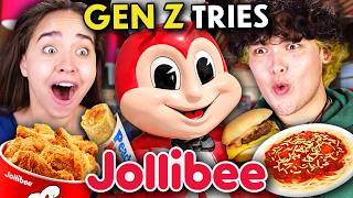 Gen Z Americans Try Jollibee For The First Time Chickenjoy Yumburger Jolly Spaghetti [upl. by Cruz]