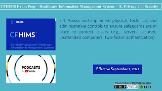 CPHIMS Exam Prep – Healthcare Information Management System – E Privacy and SecurityE4  Podcast [upl. by Hanikehs]