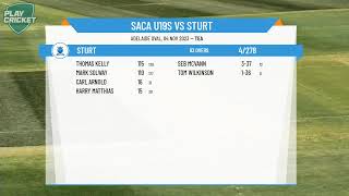 SACA Premier Cricket  West End Mens 1st Grade Div Two  Round 2  SACA U19s v Sturt  Day 1 [upl. by Latsyrk]