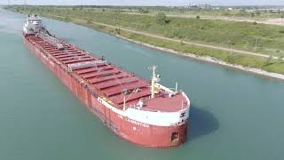 CSL Laurentien  Welland Canal 4K Aerial view [upl. by Sezen121]