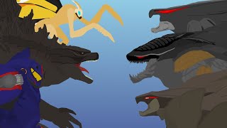 Team GODZILLA vs Team MUTO  FULL BATTLE  MonsterVerse amp Pacific Rim Pivot Animation [upl. by Anital536]