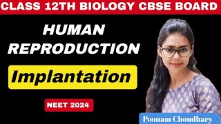 Implantation  Human reproduction  Class 12 biology  NEET 2024  Poonam Choudhary [upl. by Pooi340]