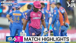 Mumbai Indians Vs Rajasthan Royals IPL 38th Match Highlights 2024  RR vs MI IPL 2024 Highlights [upl. by Liv]