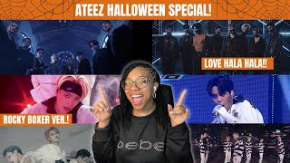 ATEEZ Black Cat Nero HALA HALA ROCKY Wonderland Halloween Déjà vu Vampire Ver amp more REACTION [upl. by Ammon]