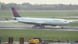 DELTA AIRLINES Airbus A330300 N822NW Landing At Schiphol Airport [upl. by Yule]