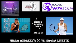 LIVE TENNIS WTA MADRID OPEN 116 FINALS Mirra Andreeva  vs MAGDA LINETTE29042023 [upl. by Hayilaa]