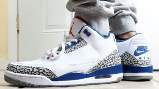 Air Jordan 3 OG True Blue On Feet [upl. by Aydni]