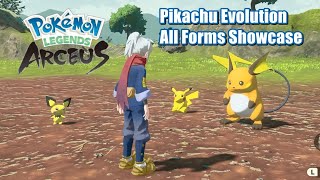 Pokemon Legends Arceus Pikachu Evolution All Forms Showcase [upl. by Nico]