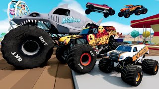 Big amp Small Monster Trucks Mud Battle LIVE Compilation 3  BeamNG Drive  Griffs Garage [upl. by Maddie720]