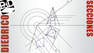 Sección de una pirámide con un plano oblicuo parte 2 de 2 Abatimiento de la sección [upl. by Znieh]