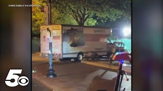 Driver slams UHaul truck into a security barrier near the White House [upl. by Autrey]