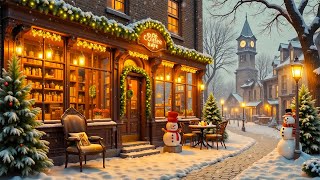 Relax Gently at Cozy Winter Coffee Shop Ambience ⛄ Warm Winter Jazz Music amp Snowfall for Work Study [upl. by Treiber]