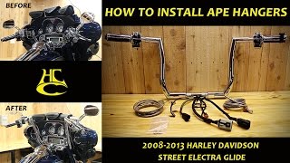 How to Install Ape Hanger Handlebars on 20082013 Harley Davidson Street Electra Glide [upl. by Rehpinej]