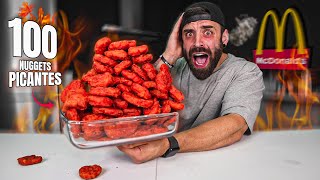 PUEDO COMER 100 NUGGETS PICANTES de MCDONALDS en 10 MINUTOS 🔥 spicy challenge nunca lo intentes [upl. by Ynnad]