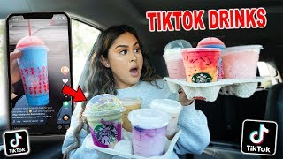 TRYING VIRAL TikTok STARBUCKS DRINKS secret menu [upl. by Ewall]