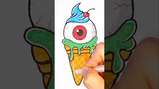 Drawing Halloween Ice Cream  Spooky Art Challenge shorts painting [upl. by Ah104]