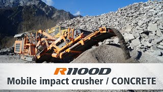 Rockster R1100D Crushing Concrete  Autobahnbeton brechen [upl. by Nerrej]