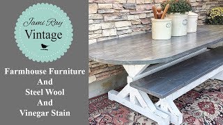 Farmhouse Furniture  Steel Wool And Vinegar Stain [upl. by Tarryn]