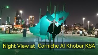 Night view of Corniche Al Khobar Saudi nightwalk [upl. by Pauli]