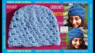 How make a Beanie Crochet Pattern quotCelestequot all the sizes by Maricita Colours in English [upl. by Eilsew459]