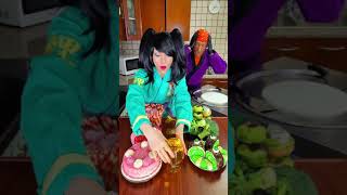 Ice cream challenge Pink color food vs green food Shorts [upl. by Ambert]