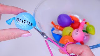 MAKING SLIME WITH MINI BALLOONS Balloon popping balloon cutting [upl. by Neneek]