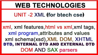 complete xml for btech cse  web technologies  xml unit 2 in web technologies [upl. by Byron]