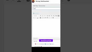 setting up and configuring WP Testimonials plugin in WordPress shorts wordpress [upl. by Auqinimod]