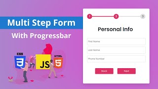 Multi Step Form With Progress Bar Using HTML CSS amp JavaScript [upl. by Nnylav125]