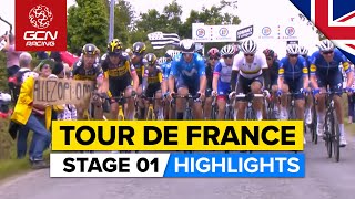 Fan Causes HUGE Crash That Wipes Out Entire Peloton  Tour de France 2021 Stage 1 Highlights [upl. by Vories42]