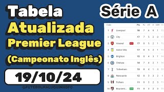 Tabela Premier League 2024 Classificação do Campeonato Inglês Série A 191024  Serie A [upl. by Savage]