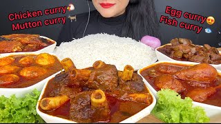 MUTTON CURRYLAL MURGHIR JHOLEGG CURRYLIVER CURRYFISH CURRY ASMR EATING [upl. by Derk]