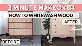 How to Whitewash Wood  3 Minute Makeover [upl. by Princess851]